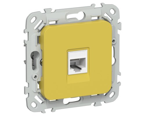 FLITE Розетка компьютерная RJ45 кат 5Е UTP РК5е-1-0-ФлЖК скрытой установки желтый карри (FI-K12-1-K44)