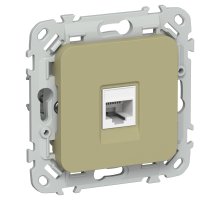 FLITE Розетка компьютерная RJ45 кат 6 UTP РК6-1-0-ФлО скрытой установки оливковый (FI-K12-2-K26)