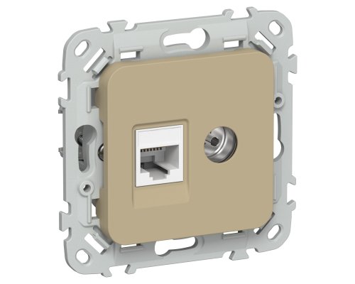 FLITE Розетка 2-местная RJ45/TV кат 5Е UTP РКТВ5е-2-0-ФлХ скрытой установки хаки (FI-AK22-1-K59)