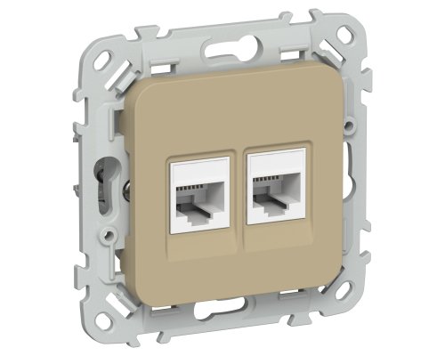 FLITE Розетка 2-местная компьютерная RJ45 кат 5Е UTP РК5е-2-0-ФлХ скрытой установки хаки (FI-K22-1-K59)