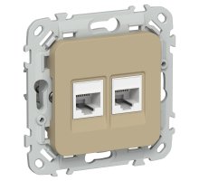 FLITE Розетка 2-местная компьютерная RJ45 кат 6 UTP РК6-2-0-ФлХ скрытой установки хаки (FI-K22-2-K59)