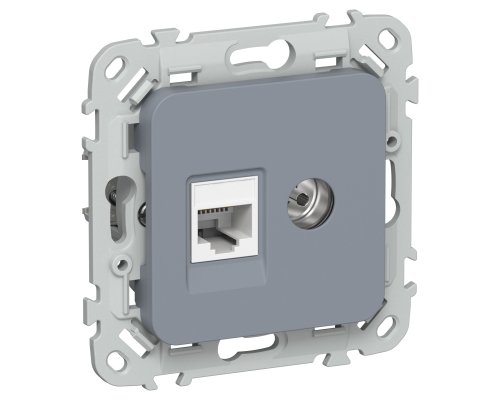 FLITE Розетка 2-местная RJ45/TV кат 5Е UTP РКТВ5е-2-0-ФлМ скрытой установки маренго (FI-AK22-1-K35)