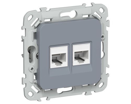 FLITE Розетка 2-местная RJ45/RJ11 кат 5Е/3 UTP РКТ5е/3-2-0-ФлМ скрытой установки маренго (FI-KT22-1-K35)