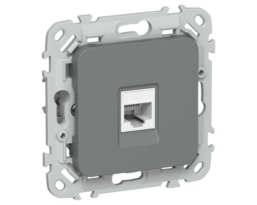 FLITE Розетка компьютерная RJ45 кат 6 UTP РК6-1-0-ФлМА скрытой установки мокрый асфальт (FI-K12-2-K80)