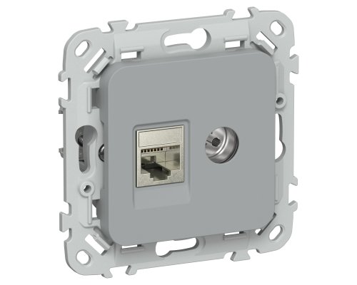 FLITE Розетка 2-местная RJ45/TV кат 5Е STP РКТВ5е-2-1-ФлС скрытой установки серый (FI-AK21-1-K03)