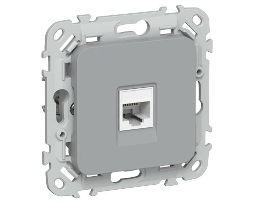 FLITE Розетка компьютерная RJ45 кат 5Е UTP РК5е-1-0-ФлС скрытой установки серый (FI-K12-1-K03)