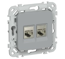 FLITE Розетка 2-местная компьютерная RJ45 кат 5Е STP РК5е-2-1-ФлС скрытой установки серый (FI-K21-1-K03)
