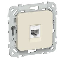 FLITE Розетка компьютерная RJ45 кат 6 UTP РК6-1-0-ФлСл скрытой установки сливочный (FI-K12-2-K86)