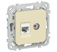 FLITE Розетка 2-местная RJ45/TV кат 5Е UTP РКТВ5е-2-0-ФлН скрытой установки навахо (FI-AK22-1-K87)