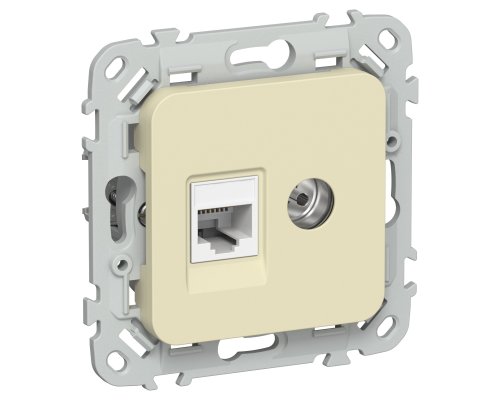 FLITE Розетка 2-местная RJ45/TV кат 5Е UTP РКТВ5е-2-0-ФлН скрытой установки навахо (FI-AK22-1-K87)