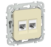 FLITE Розетка 2-местная компьютерная RJ45 кат 5Е UTP РК5е-2-0-ФлН скрытой установки навахо (FI-K22-1-K87)
