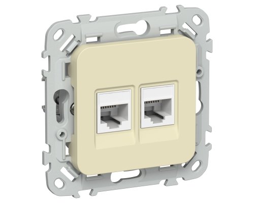 FLITE Розетка 2-местная компьютерная RJ45 кат 6 UTP РК6-2-0-ФлН скрытой установки навахо (FI-K22-2-K87)