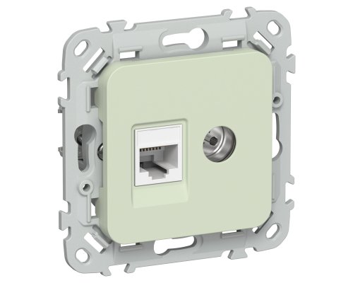 FLITE Розетка 2-местная RJ45/TV кат 5Е UTP РКТВ5е-2-0-ФлП скрытой установки панг(FI-AK22-1-K92)