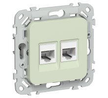 FLITE Розетка 2-местная RJ45/RJ11 кат 5Е/3 UTP РКТ5е/3-2-0-ФлП скрытой установки панг(FI-KT22-1-K92)