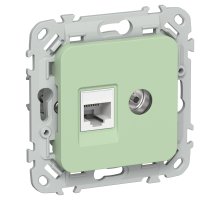 FLITE Розетка 2-местная RJ45/TV кат 5Е UTP РКТВ5е-2-0-ФлФ скрытой установки фисташковый (FI-AK22-1-K93)