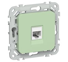 FLITE Розетка компьютерная RJ45 кат 5Е UTP РК5е-1-0-ФлФ скрытой установки фисташковый (FI-K12-1-K93)