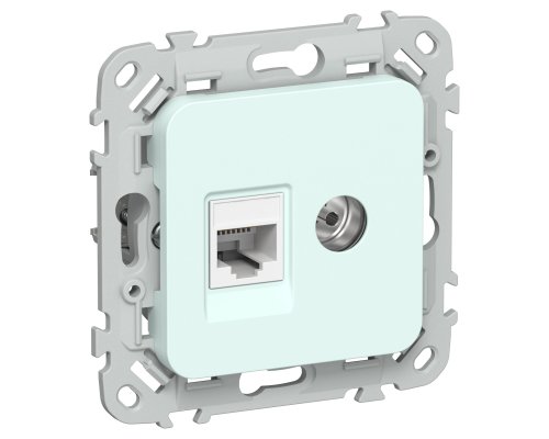 FLITE Розетка 2-местная RJ45/TV кат 5Е UTP РКТВ5е-2-0-ФлХЛ скрытой установки холодный лед (FI-AK22-1-K94)
