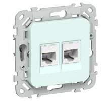 FLITE Розетка 2-местная RJ45/RJ11 кат 5Е/3 UTP РКТ5е/3-2-0-ФлХЛ скрытой установки холодный лед (FI-KT22-1-K94)