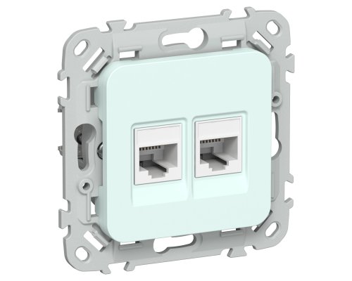 FLITE Розетка 2-местная RJ45/RJ11 кат 5Е/3 UTP РКТ5е/3-2-0-ФлХЛ скрытой установки холодный лед (FI-KT22-1-K94)