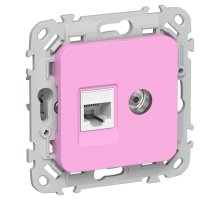 FLITE Розетка 2-местная RJ45/TV кат 5Е UTP РКТВ5е-2-0-ФлПр скрытой установки пурпурный (FI-AK22-1-K99)