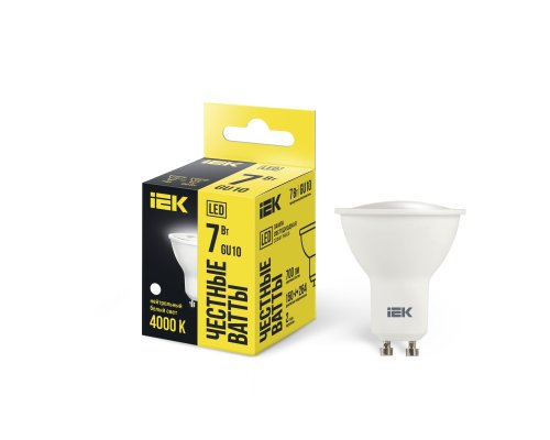 Лампа светодиодная PAR16 софит 7Вт 230В 4000К GU10 (LLE-PAR16-7-230-40-GU10)