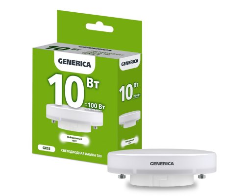 Лампа светодиодная T80 таблетка 10Вт 230В 4000К GX53 (LL-T80-10-230-40-GX53-G)