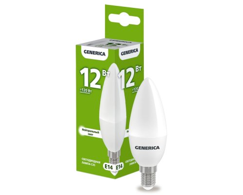 Лампа светодиодная C35 свеча 12Вт 230В 4000К E14 (LL-C35-12-230-40-E14-G)