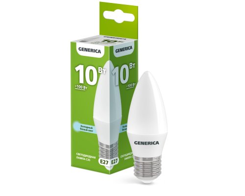 Лампа светодиодная C35 свеча 10Вт 230В 6500К E27 (LL-C35-10-230-65-E27-G)