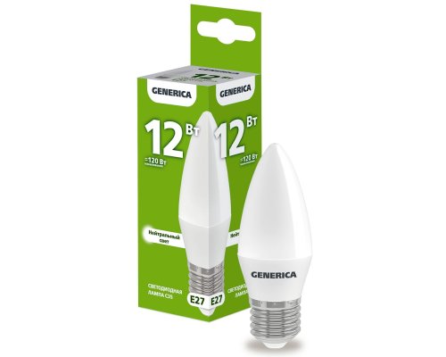 Лампа светодиодная C35 свеча 12Вт 230В 4000К E27 (LL-C35-12-230-40-E27-G)
