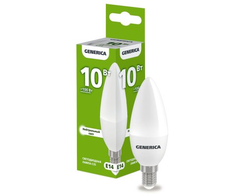 Лампа светодиодная C35 свеча 10Вт 230В 4000К E14 (LL-C35-10-230-40-E14-G)
