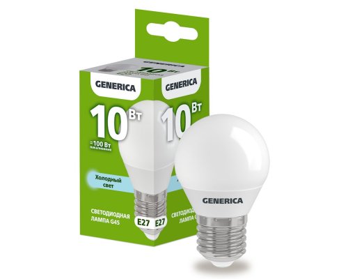 Лампа светодиодная G45 шар 10Вт 230В 6500К E27 (LL-G45-10-230-65-E27-G)