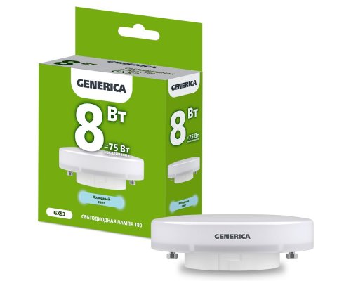 Лампа светодиодная T80 таблетка 8Вт 230В 6500К GX53 (LL-T80-08-230-65-GX53-G)
