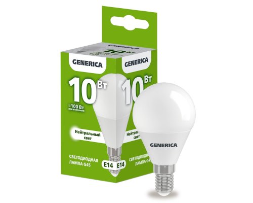 Лампа светодиодная G45 шар 10Вт 230В 4000К E14 (LL-G45-10-230-40-E14-G)