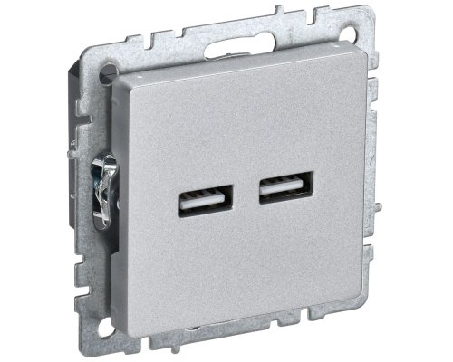 Розетка USB BRITE A+A 5В 3,1А РЮ10-1-БрА скрытой установки алюминий (BR-U21-D31-K47)