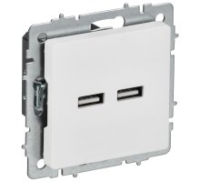 Розетка USB BRITE A+A 5В 3,1А РЮ10-1-БрАБ скрытой установки арктический белый (BR-U21-D31-K91)