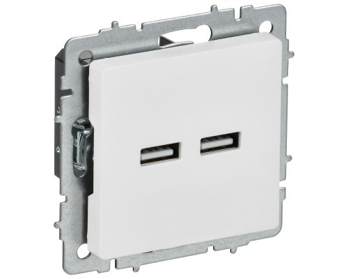 Розетка USB BRITE A+A 5В 3,1А РЮ10-1-БрАБ скрытой установки арктический белый (BR-U21-D31-K91)