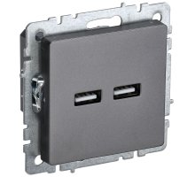 Розетка USB BRIYE A+A 5В 3,1А РЮ10-1-БрС скрытой установки сталь (BR-U21-D31-K46)