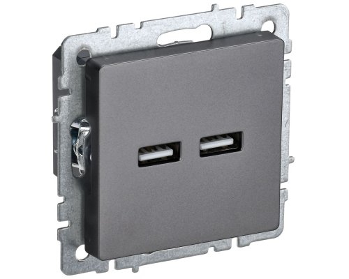 Розетка USB BRIYE A+A 5В 3,1А РЮ10-1-БрС скрытой установки сталь (BR-U21-D31-K46)