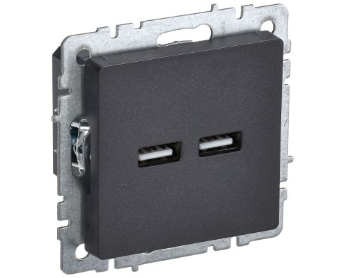 Розетка USB BRITE A+A 5В 3,1А РЮ10-1-БрЧ скрытой установки черный (BR-U21-D31-K02)