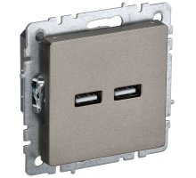 Розетка USB BRITE A+A 5В 3,1А РЮ10-1-БрШ скрытой установки шампань (BR-U21-D31-K37)