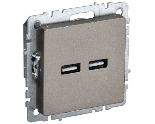 Розетка USB BRITE A+A 5В 3,1А РЮ10-1-БрШ скрытой установки шампань (BR-U21-D31-K37)