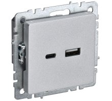 Розетка USB BRITE A+C 18Вт РЮ11-1-БрА скрытой установки алюминий (BR-U22-018-K47)