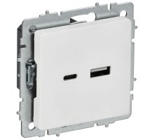 Розетка USB BRITE A+C 18Вт РЮ11-1-БрАБ скрытой установки арктический белый (BR-U22-018-K91)