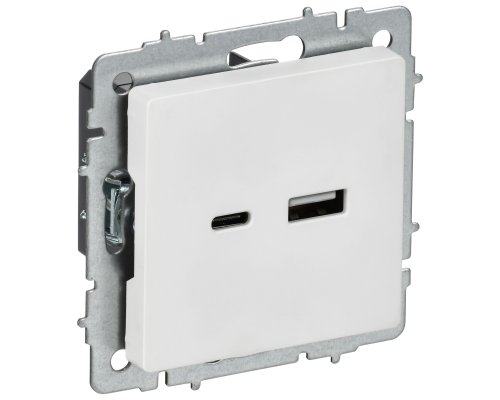 Розетка USB BRITE A+C 18Вт РЮ11-1-БрАБ скрытой установки арктический белый (BR-U22-018-K91)