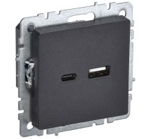 Розетка USB BRITE A+C 18Вт РЮ11-1-БрЧ скрытой установки черный (BR-U22-018-K02)