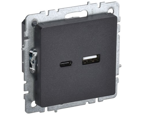 Розетка USB BRITE A+C 18Вт РЮ11-1-БрЧ скрытой установки черный (BR-U22-018-K02)