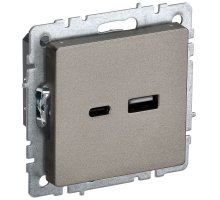 Розетка USB BRITE A+C 18Вт РЮ11-1-БрШ скрытой установки шампань (BR-U22-018-K37)