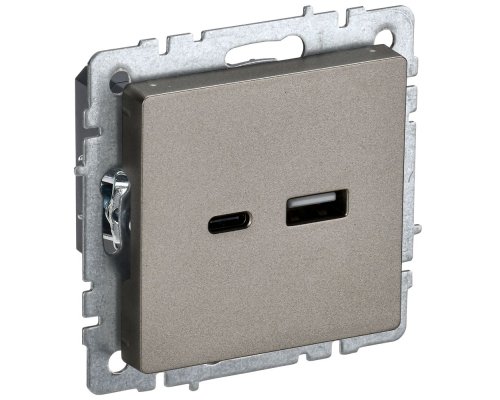 Розетка USB BRITE A+C 18Вт РЮ11-1-БрШ скрытой установки шампань (BR-U22-018-K37)