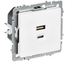 Розетка USB BRITE A+C 45Вт высокоскоростная зарядка РЮ11-2-БрАБ скрытой установки арктический белый (BR-U22-045-K91)