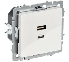 Розетка USB BRITE A+C 45Вт высокоскоростная зарядка РЮ11-2-БрБ скрытой установки белый (BR-U22-045-K01)